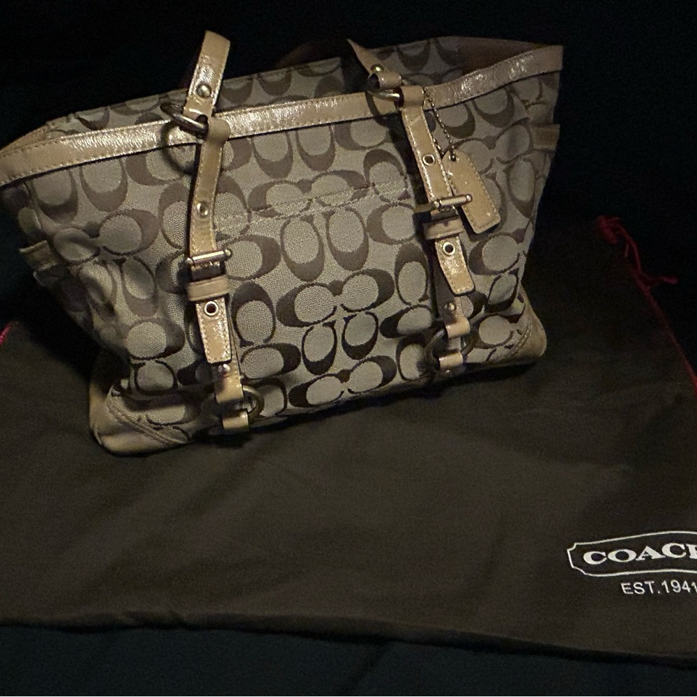 Coach Brown and Tan Signature Tote